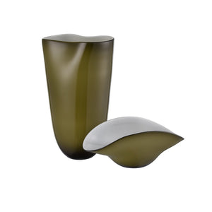 Atlas Braund Vase - Olive Hand-Blown Glass Decor, Two-Tone Design for Modern & Rustic Home Accents AC11126-01