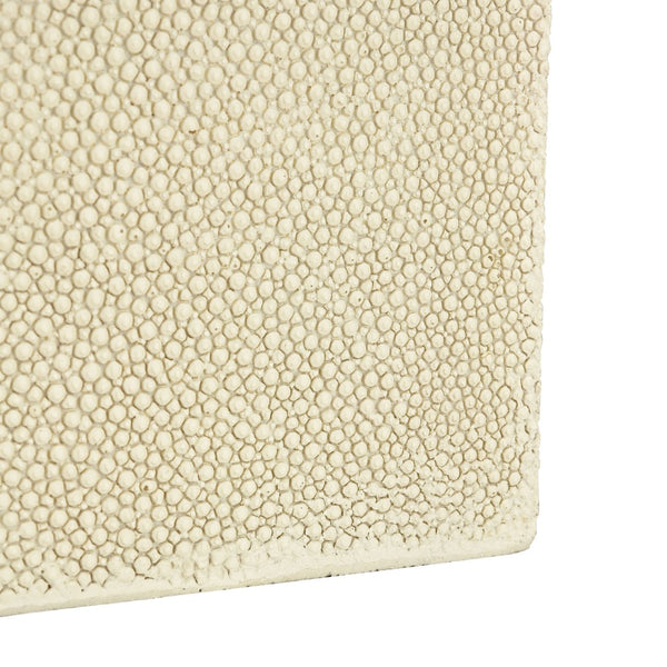 Atlas Brenner Decorative Box Set of 2 - Luxurious Ivory Faux Shagreen with Agate Handles & Metal Accents AC11129-01S
