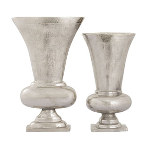 Atlas Brigitte Vase Set of 2 - Elegant Nickel Metal Urn Vases for Floral Arrangements & Home Decor AC11132-01S