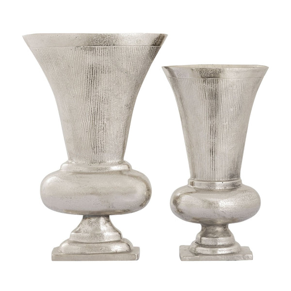 Atlas Brigitte Vase Set of 2 - Elegant Nickel Metal Urn Vases for Floral Arrangements & Home Decor AC11132-01S