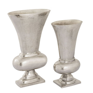 Atlas Brigitte Vase Set of 2 - Elegant Nickel Metal Urn Vases for Floral Arrangements & Home Decor AC11132-01S