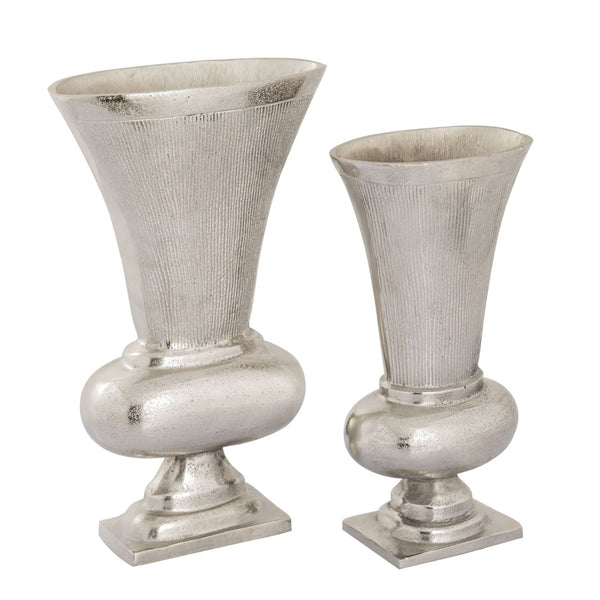 Atlas Brigitte Vase Set of 2 - Elegant Nickel Metal Urn Vases for Floral Arrangements & Home Decor AC11132-01S