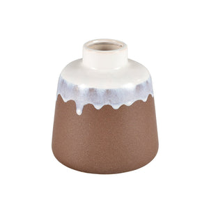 Atlas Brinson Vase - Artisanal Earthenware with Matte Terracotta & Glossy White for Charming Décor Short AC11133-01