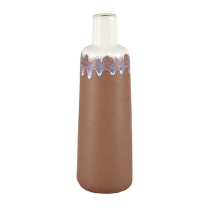 Atlas Brinson Vase - Artisanal Earthenware with Matte Terracotta & Glossy White for Charming Décor Tall AC11134-02