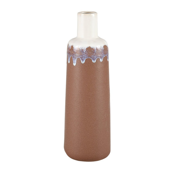 Atlas Brinson Vase - Artisanal Earthenware with Matte Terracotta & Glossy White for Charming Décor Tall AC11134-02