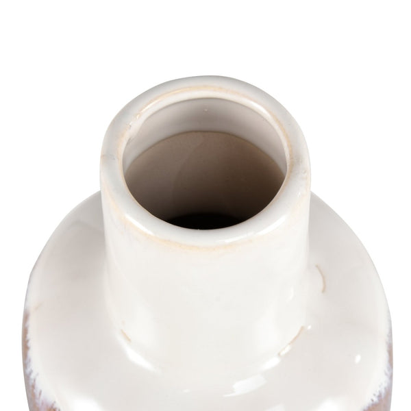 Atlas Brinson Vase - Artisanal Earthenware with Matte Terracotta & Glossy White for Charming Décor Tall AC11134-02