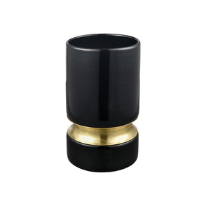 Atlas Brooke Vase - Modern Elegance in Deep Black Glass with Brass Accent for Chic Home Decor Small AC11138-01