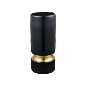 Atlas Brooke Vase - Modern Elegance in Deep Black Glass with Brass Accent for Chic Home Decor Medium AC11138-02