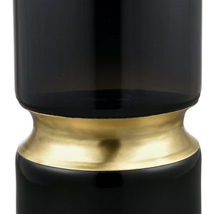 Atlas Brooke Vase - Modern Elegance in Deep Black Glass with Brass Accent for Chic Home Decor Medium AC11138-02