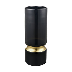 Atlas Brooke Vase - Modern Elegance in Deep Black Glass with Brass Accent for Chic Home Decor Large AC11138-03