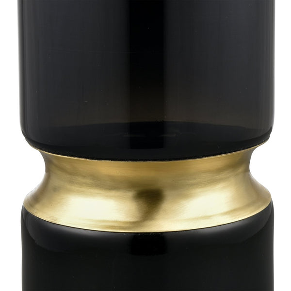 Atlas Brooke Vase - Modern Elegance in Deep Black Glass with Brass Accent for Chic Home Decor Large AC11138-03