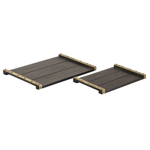 Atlas Brookwood Serving Tray Set of 2 - Stylish Mango Wood with Brass-Studded Handles for Home Decor! AC11139-01S