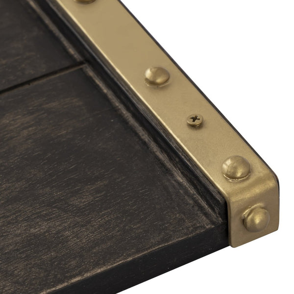 Atlas Brookwood Serving Tray Set of 2 - Stylish Mango Wood with Brass-Studded Handles for Home Decor! AC11139-01S