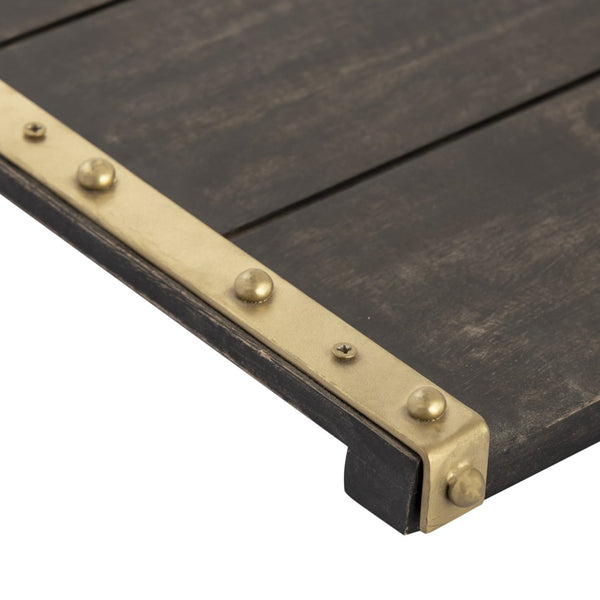 Atlas Brookwood Serving Tray Set of 2 - Stylish Mango Wood with Brass-Studded Handles for Home Decor! AC11139-01S