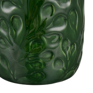 Atlas Broome Vase - Elevate Your Décor with Glossy Deep Green and Elegant Leaf Etching for Any Space Small AC11140-01
