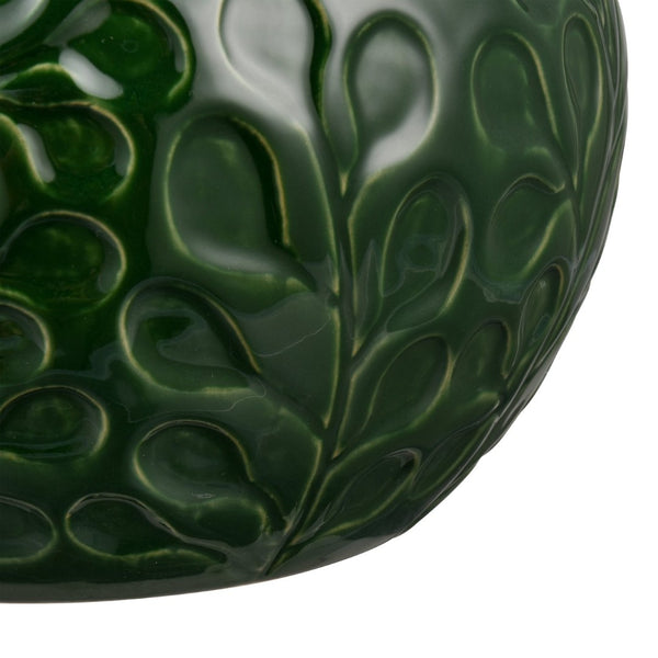 Atlas Broome Vase - Elevate Your Décor with Glossy Deep Green and Elegant Leaf Etching for Any Space Medium Dark Green AC11140-02