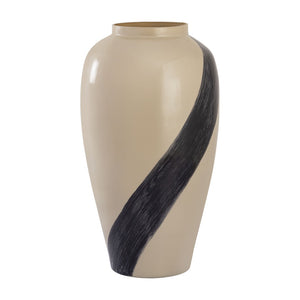 Atlas Brushstroke Vase - Art Glass Decorative Accent with Black Brushstroke for Stylish Home Interiors Small Cream AC11141-01