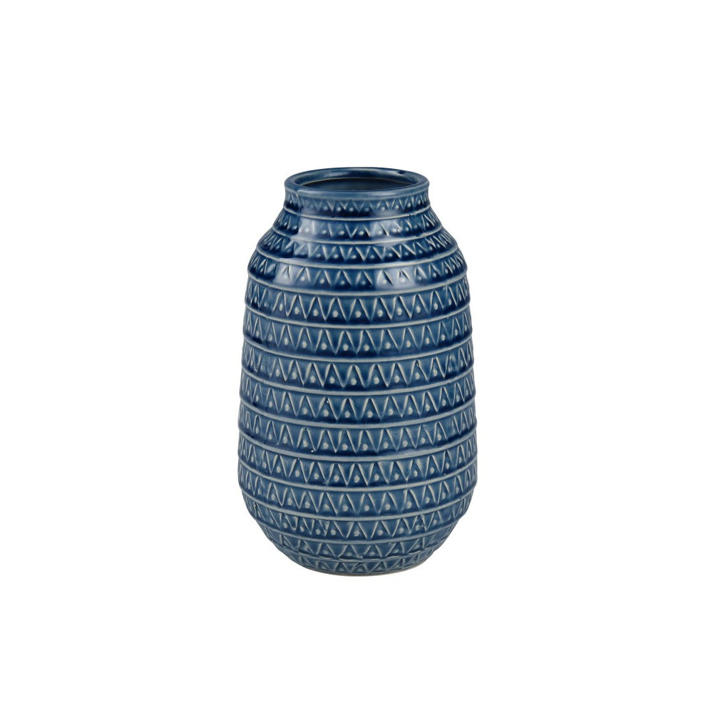 Atlas Camden Small Vase - Handcrafted Earthenware in Deep Blue, Perfect for Modern Decor & Floral Displays AC11153-01