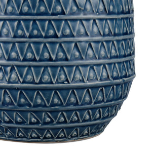 Atlas Camden Large Decorative Earthenware Vase - Elegant Deep Blue Glaze with Unique Textured Design AC11153-02