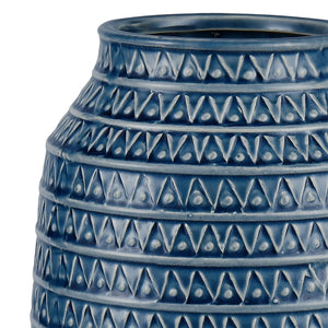Atlas Camden Large Decorative Earthenware Vase - Elegant Deep Blue Glaze with Unique Textured Design AC11153-02