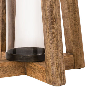 Atlas Carmel Lantern Set of 2 - Rustic Wooden Lanterns with Glass Hurricanes for Cozy Ambiance & Decor AC11157-01S