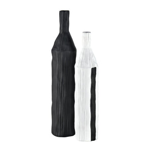 Atlas Carter Vase - Elegant Earthenware Decor for Modern Interiors, Perfect for Single-Stem Displays Striped Black AC11161-01