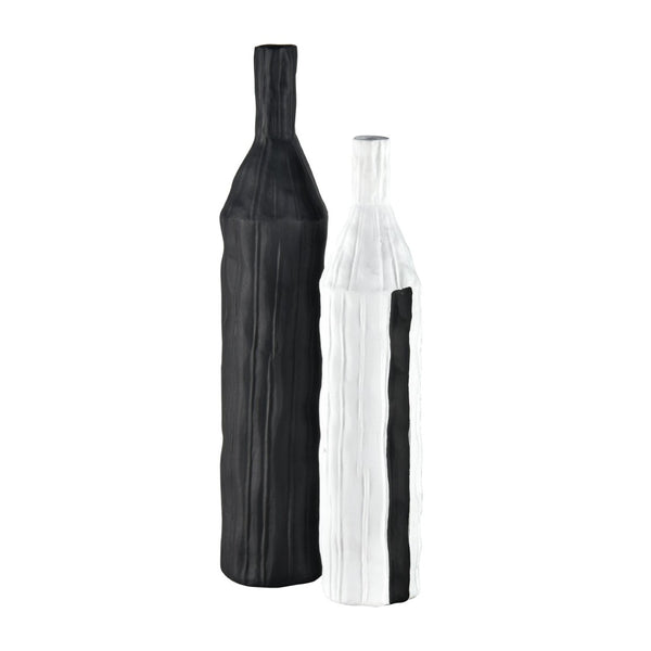 Atlas Carter Vase - Elegant Earthenware Decor for Modern Interiors, Perfect for Single-Stem Displays Striped Black AC11161-01