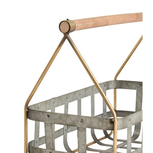Atlas Catcliffe Rustic Baskets Set of 2 - Galvanized Metal with Wood Handles for Stylish Storage Solutions AC11164-01S