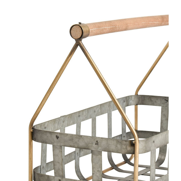 Atlas Catcliffe Rustic Baskets Set of 2 - Galvanized Metal with Wood Handles for Stylish Storage Solutions AC11164-01S