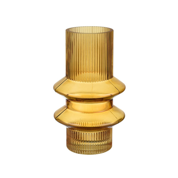 Atlas Cenon Vase - Sculptural Golden-Ochre Glass Accent for Elegant Floral Displays and Home Decor Small AC11167-01