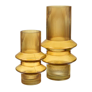 Atlas Cenon Vase - Sculptural Golden-Ochre Glass Accent for Elegant Floral Displays and Home Decor Small AC11167-01
