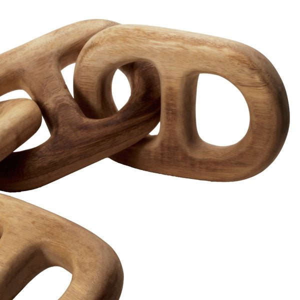 Atlas Chain Loop Sculpture - Hand-Carved Natural Wood Decorative Object for Modern & Rustic Interiors AC11169-01