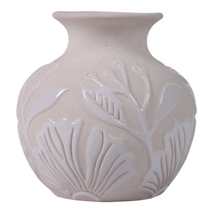 Atlas Charlotte Vase - Elegant Earthenware with Floral Relief for Timeless Home Decor Accents Round AC11172-01