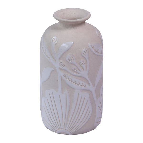 Atlas Charlotte Vase - Elegant Earthenware with Floral Relief for Timeless Home Decor Accents Tall AC11173-01