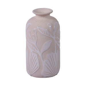 Atlas Charlotte Vase - Elegant Earthenware with Floral Relief for Timeless Home Decor Accents Tall AC11173-01