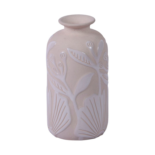 Atlas Charlotte Vase - Elegant Earthenware with Floral Relief for Timeless Home Decor Accents Tall AC11173-01