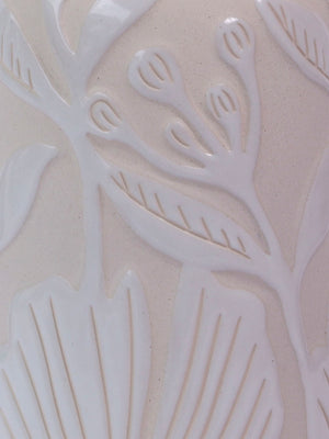 Atlas Charlotte Vase - Elegant Earthenware with Floral Relief for Timeless Home Decor Accents Tall AC11173-01