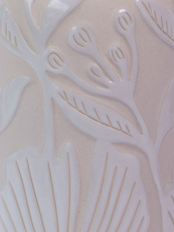 Atlas Charlotte Vase - Elegant Earthenware with Floral Relief for Timeless Home Decor Accents Tall AC11173-01