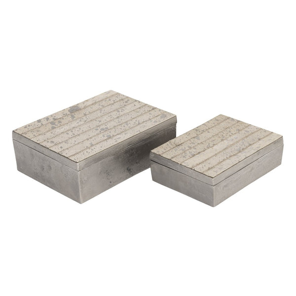 Atlas Chloe Decorative Storage Boxes Set of 2 - Luxe Metal & Hair-On-Hide for Stylish Home Organization AC11177-01S