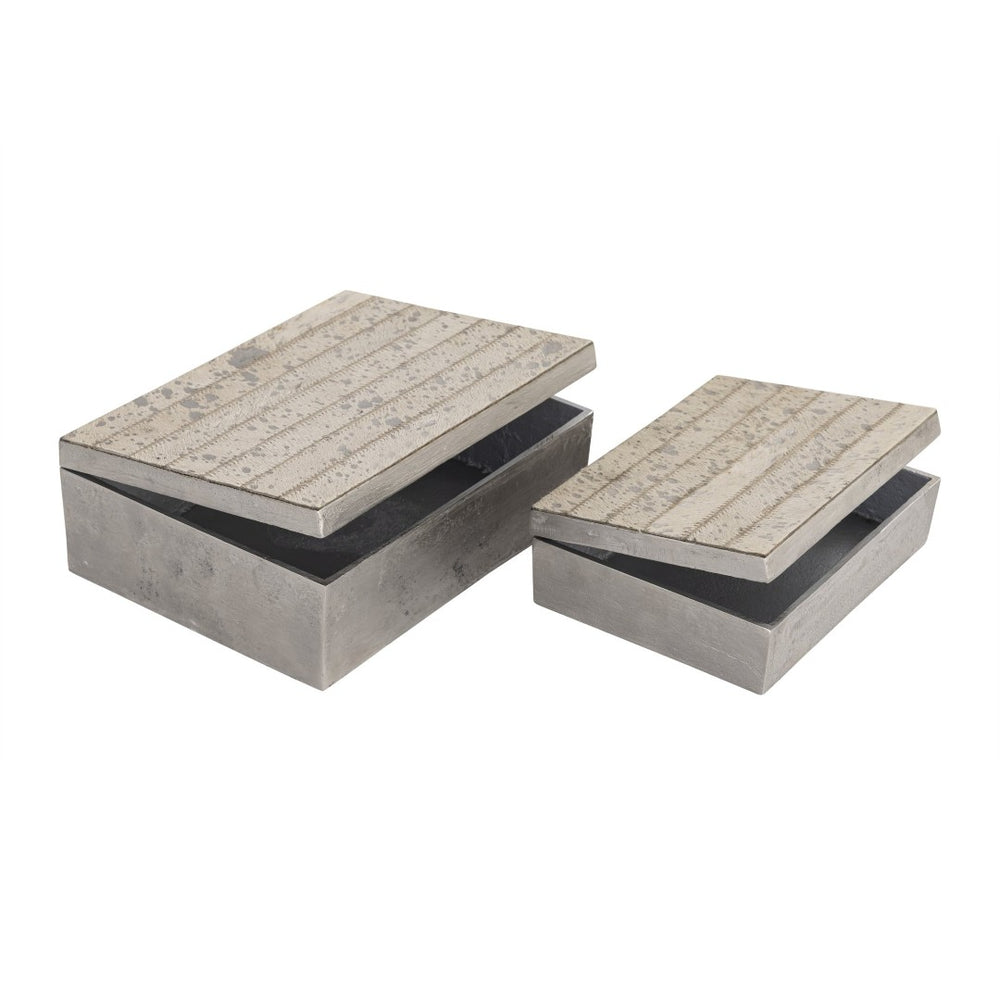 Atlas Chloe Decorative Storage Boxes Set of 2 - Luxe Metal & Hair-On-Hide for Stylish Home Organization AC11177-01S