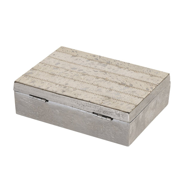 Atlas Chloe Decorative Storage Boxes Set of 2 - Luxe Metal & Hair-On-Hide for Stylish Home Organization AC11177-01S