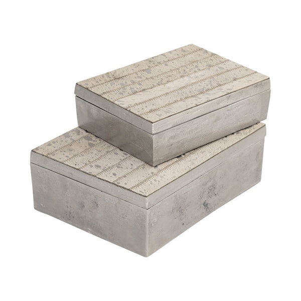 Atlas Chloe Decorative Storage Boxes Set of 2 - Luxe Metal & Hair-On-Hide for Stylish Home Organization AC11177-01S