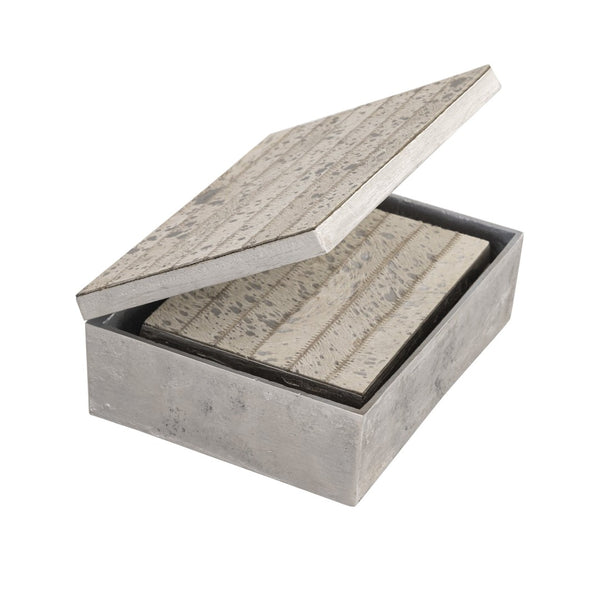 Atlas Chloe Decorative Storage Boxes Set of 2 - Luxe Metal & Hair-On-Hide for Stylish Home Organization AC11177-01S