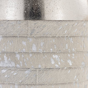 Atlas Chloe Vase - Sculptural Silver Accent with Textured Hair-on-Hide Base for Stunning Decor Display Small Silver AC11178-01