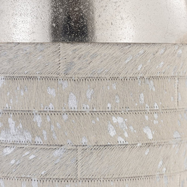 Atlas Chloe Vase - Sculptural Silver Accent with Textured Hair-on-Hide Base for Stunning Decor Display Small Silver AC11178-01