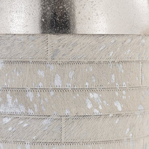 Atlas Chloe Vase - Sculptural Silver Accent with Textured Hair-on-Hide Base for Stunning Decor Display Large Silver AC11178-02