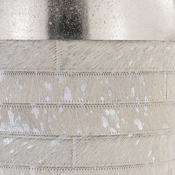 Atlas Chloe Vase - Sculptural Silver Accent with Textured Hair-on-Hide Base for Stunning Decor Display Large Silver AC11178-02