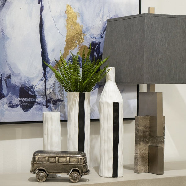 Atlas Clark Vase - Elegant Tall Earthenware Statement Piece for Modern Home Decor and Stylish Displays White AC11182-01