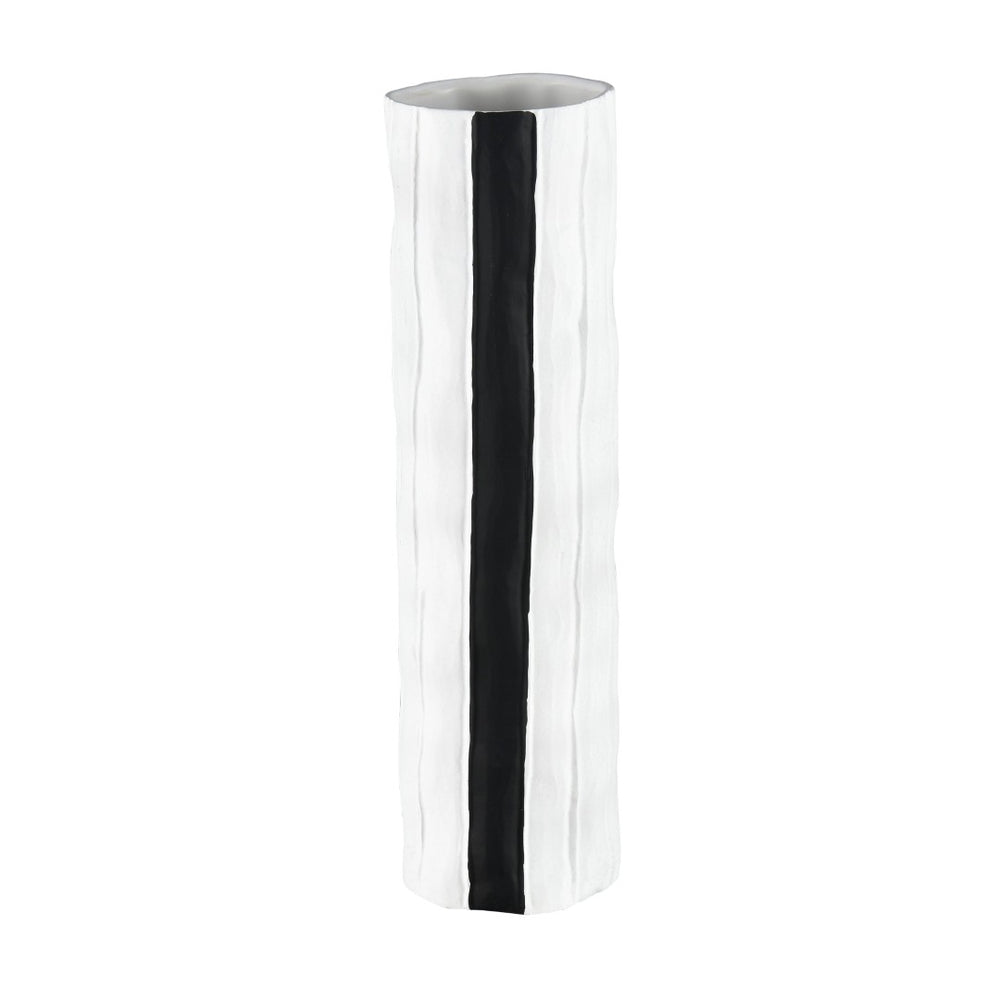 Atlas Clark Vase - Elegant Tall Earthenware Statement Piece for Modern Home Decor and Stylish Displays Striped Black AC11182-03