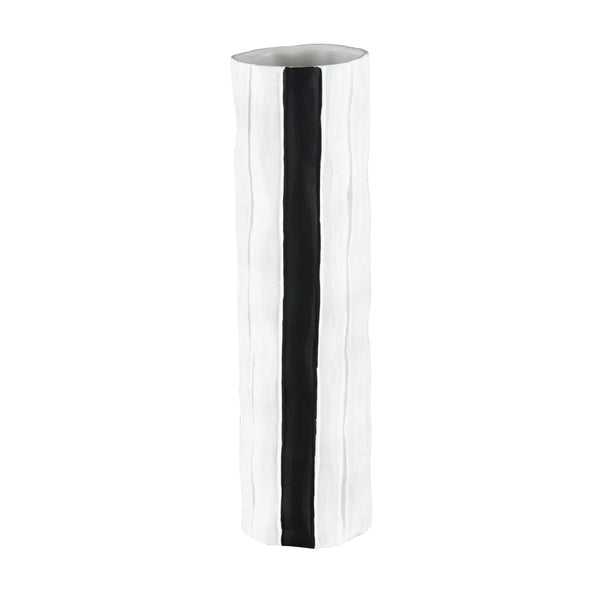Atlas Clark Vase - Elegant Tall Earthenware Statement Piece for Modern Home Decor and Stylish Displays Striped Black AC11182-03